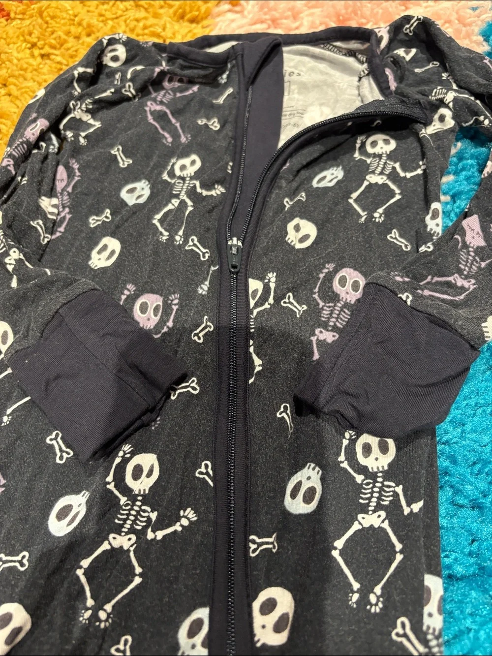 Little Sleepies Black and White Skeleton Footless Pajamas